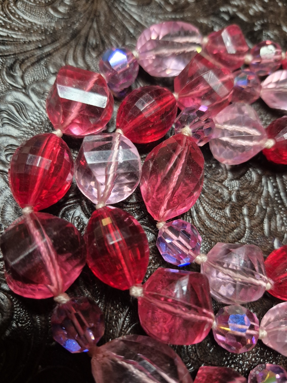 Pink Multi-Strand Faceted Bead Necklace - Picture 4 of 5